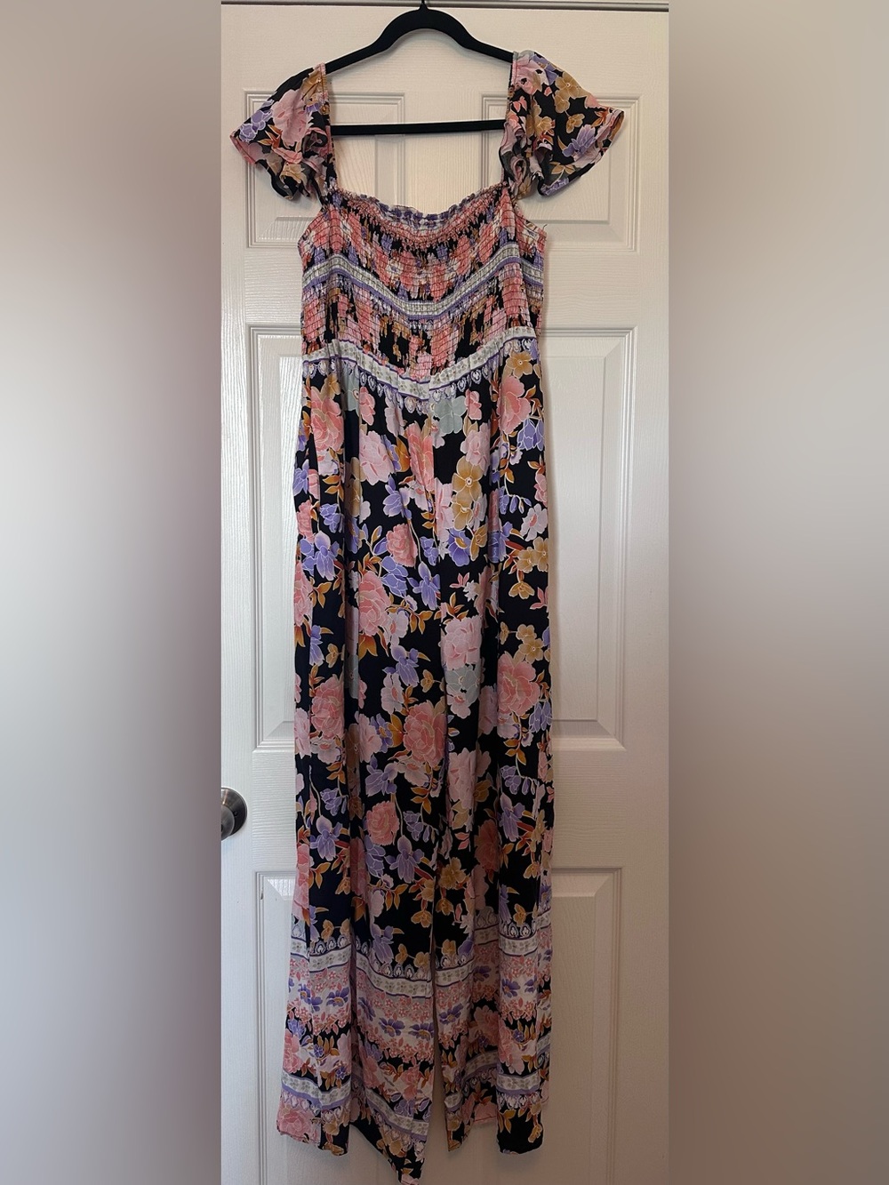 DAVI & DANI  Jumpsuit with Pink & Lavender Floral Printing - Size 1XL